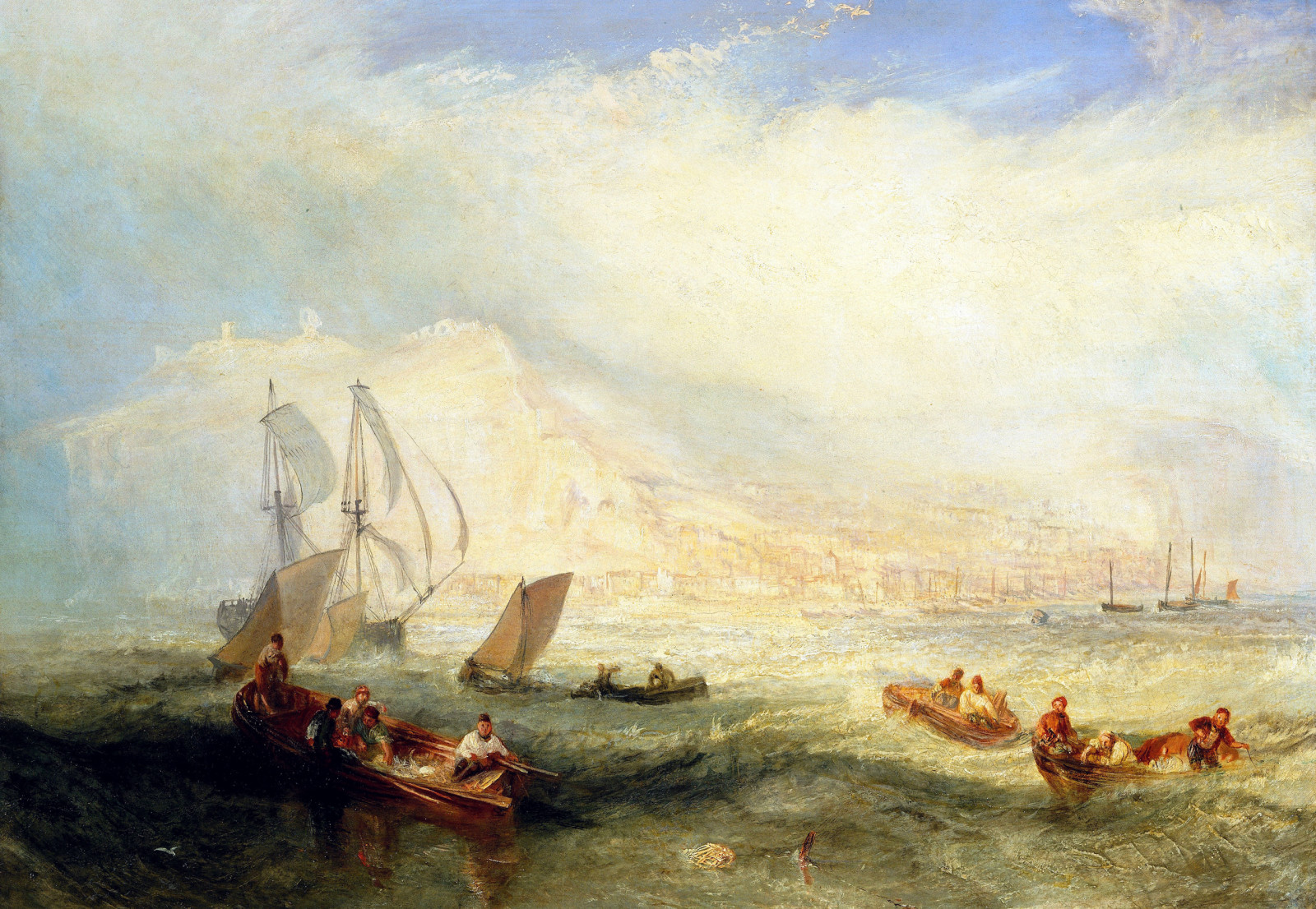 hav, bilde, båt, bølge, seile, Seascape, William Turner, Linjefiske