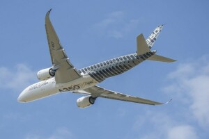 A350, Airbus, clouds, the plane, the sky