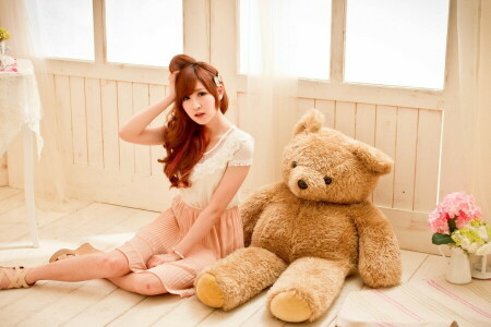 asian, bear, girl