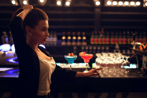 at the bar, bar, Drinks, girl, Ivan Gorokhov, stand