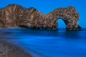 arco, HDR, Rocha, mar, costa, o céu