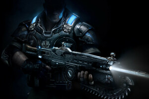 armure, Combattant, Gears 4, fusil, VU, ombre, Soldats, les dents