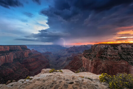 Arizona, lightning, The Grand Canyon, USA