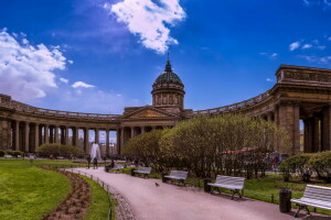 arquitetura, Catedral, Catedral de Kazan, Leningrado, Pedro, Rússia, São Petersburgo, spb