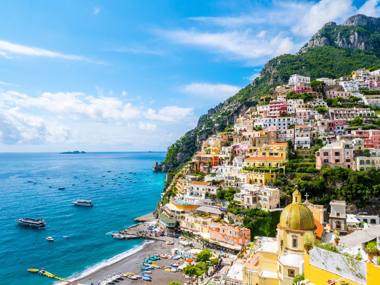 Landschaft, Bucht, Meer, Italien, Gebäude, Boote, Küste, Kampagne