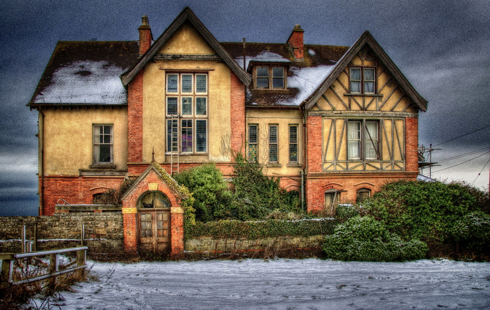 zăpadă, cerul, casă, peisaj, nori, Anglia, WINDOWS