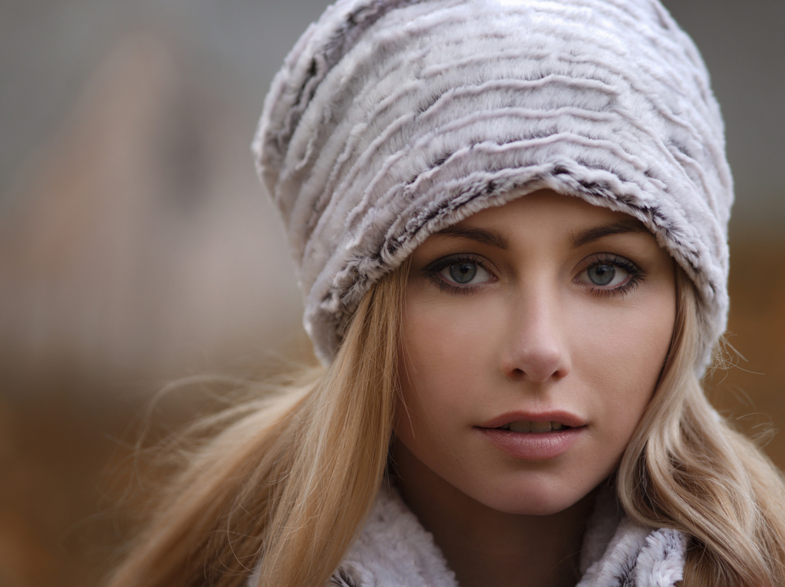 viso, bokeh, ragazza, BELLEZZA, bionda, cappello, bella, giovane