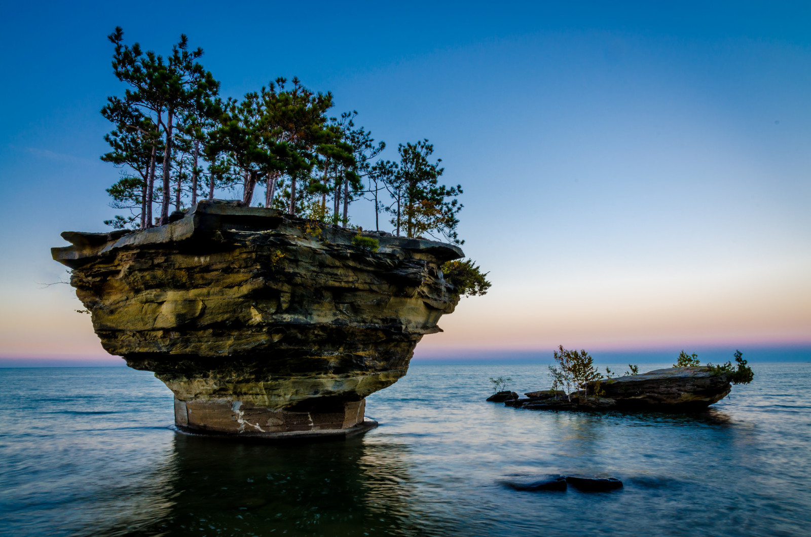 el cielo, lago, mar, arboles, rock