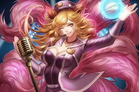 Ahri, arte, orecchie, Volpe, ragazza, League of Legends, liuruoyu8888, Magia