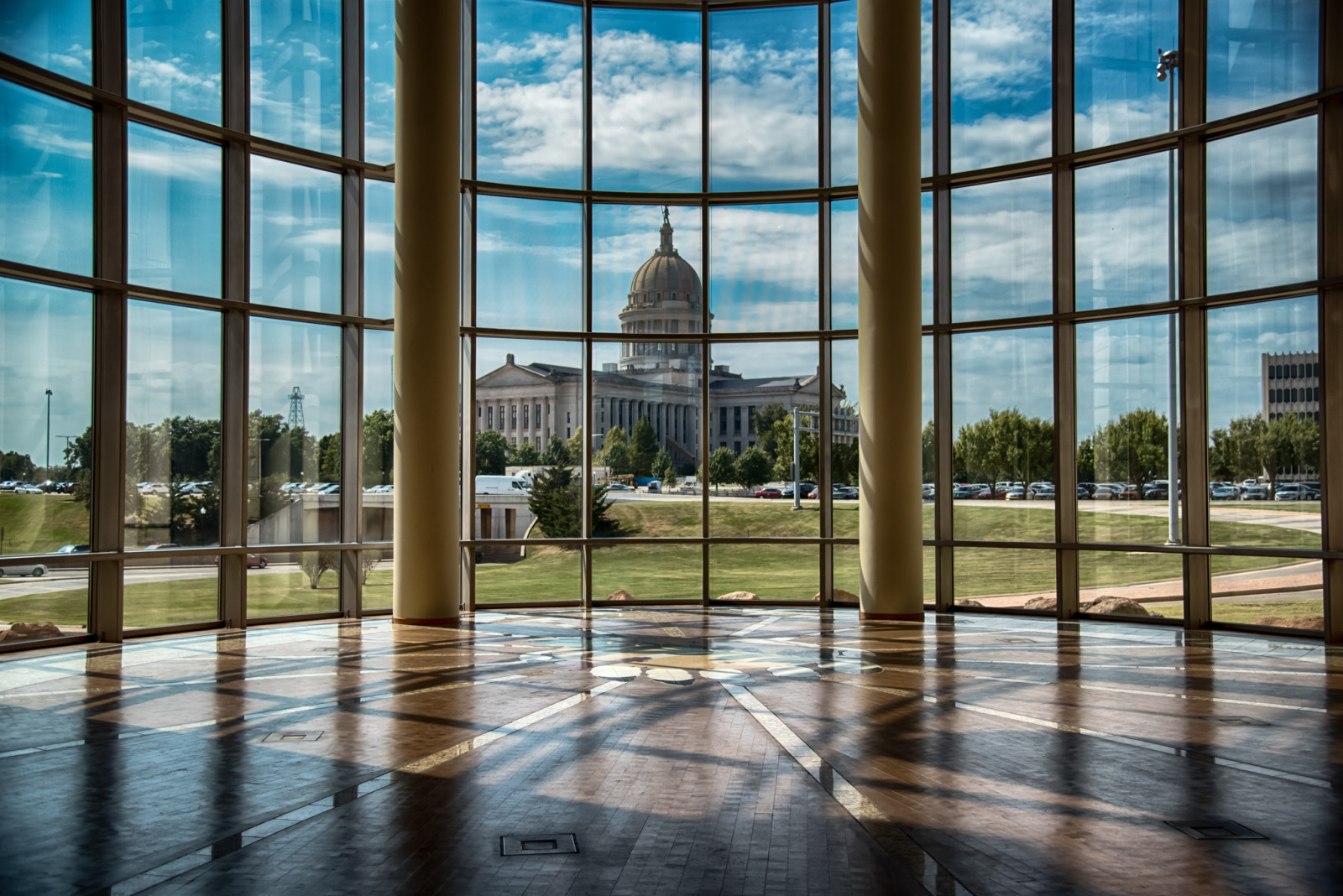 vedere, fereastră, coloane, Centrul de Istorie din Oklahoma