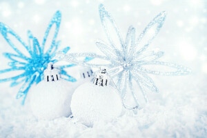 balls, blue, decoration, holiday, New Year, Shine, Silver, white