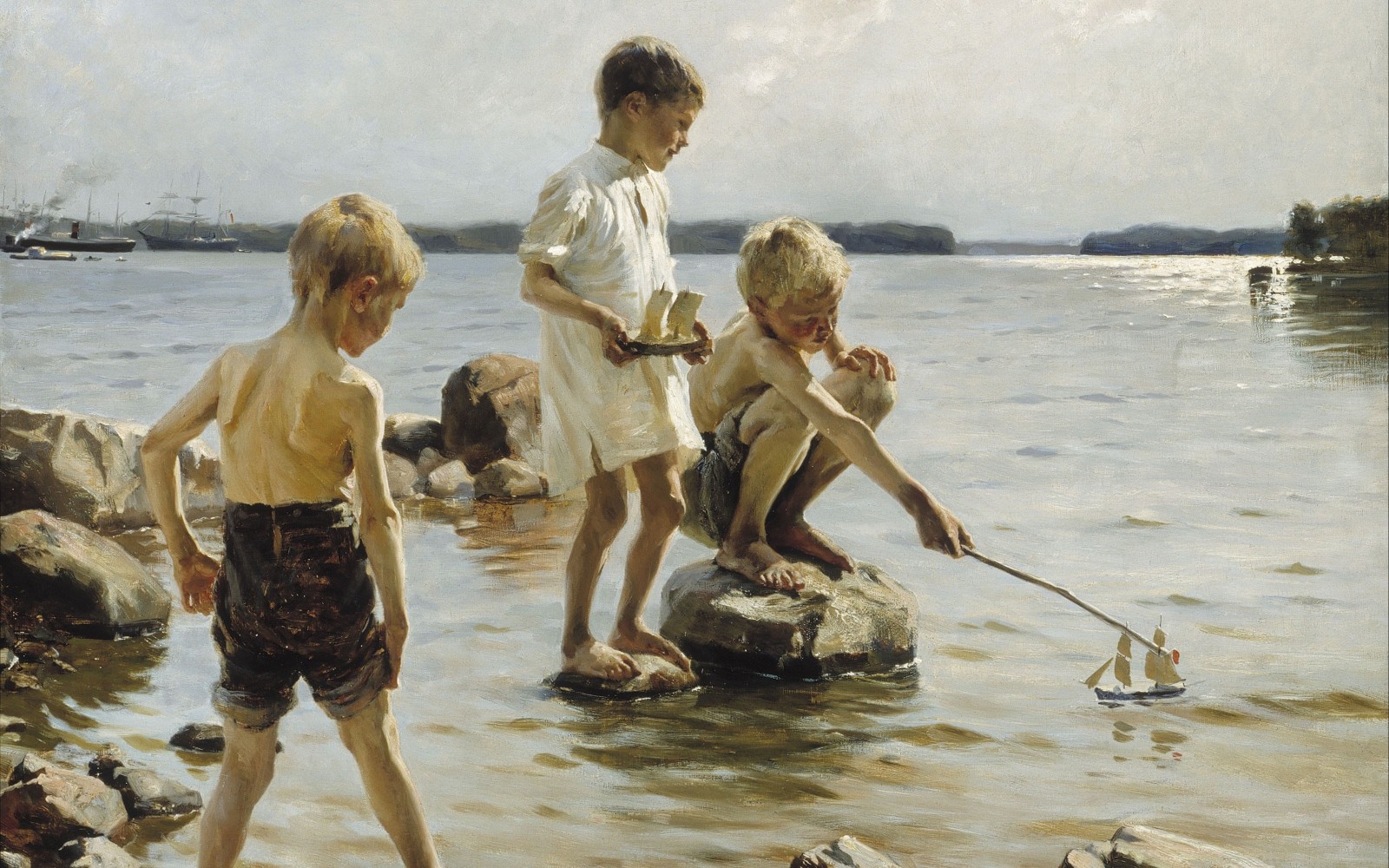 1884, Fin ressamı, Albert Edelfelt, Finlandiya Ulusal Galerisi, Ateneum (Helsinki), Ateneum, Kıyıda oynayan çocuklar