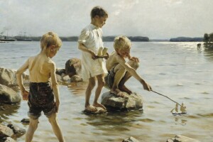 1884, Albert Edelfelt, Ateneum, Ateneum (Helsinki), Boys Playing on the Shore, Fińska Galeria Narodowa, Fiński malarz