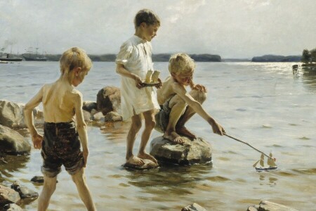 1884, Albert Edelfelt, Ateneum, Ateneum (Helsinki), Kıyıda oynayan çocuklar, Finlandiya Ulusal Galerisi, Fin ressamı