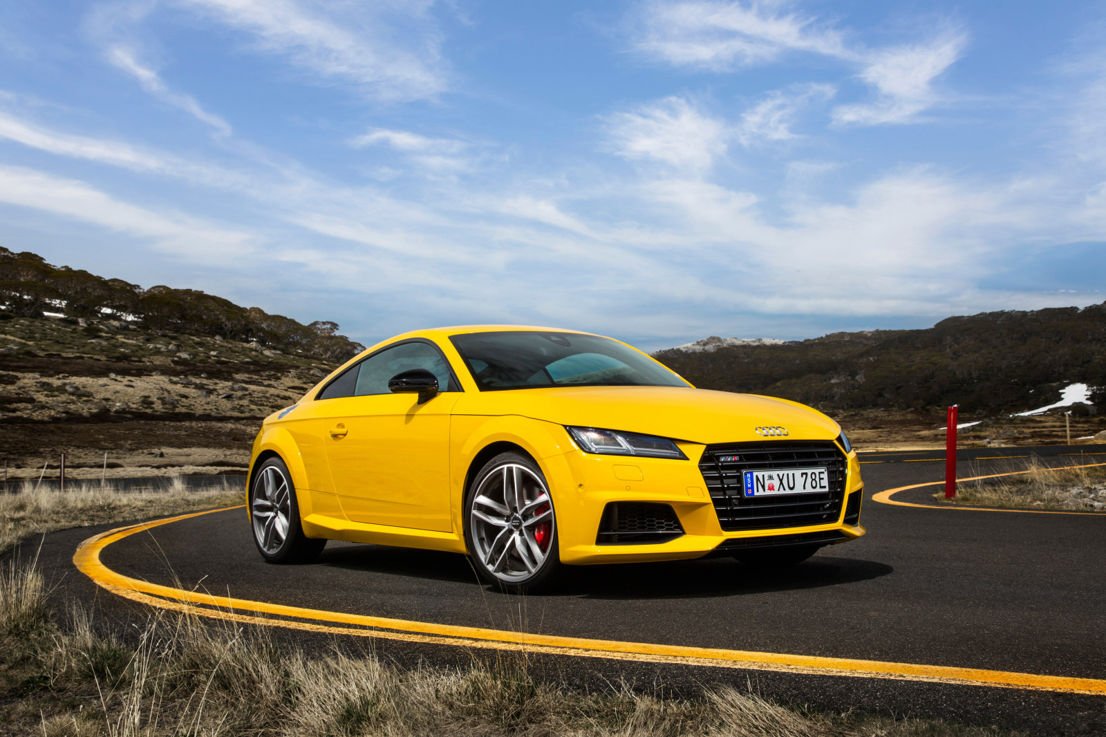 yellow, coupe, Audi, TTS