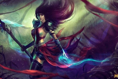 art, BEAUTY, girl, Guild Wars 2, hair, MAG, Necromancer, staff