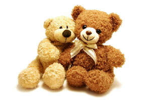 ours, mignonne, paire, peluche, nounours, jouet