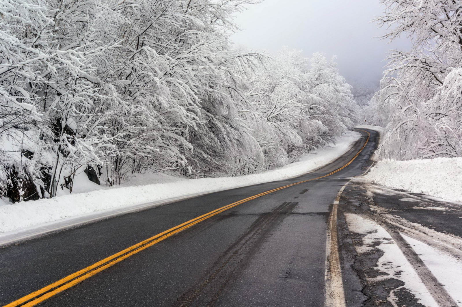 nieve, invierno, la carretera