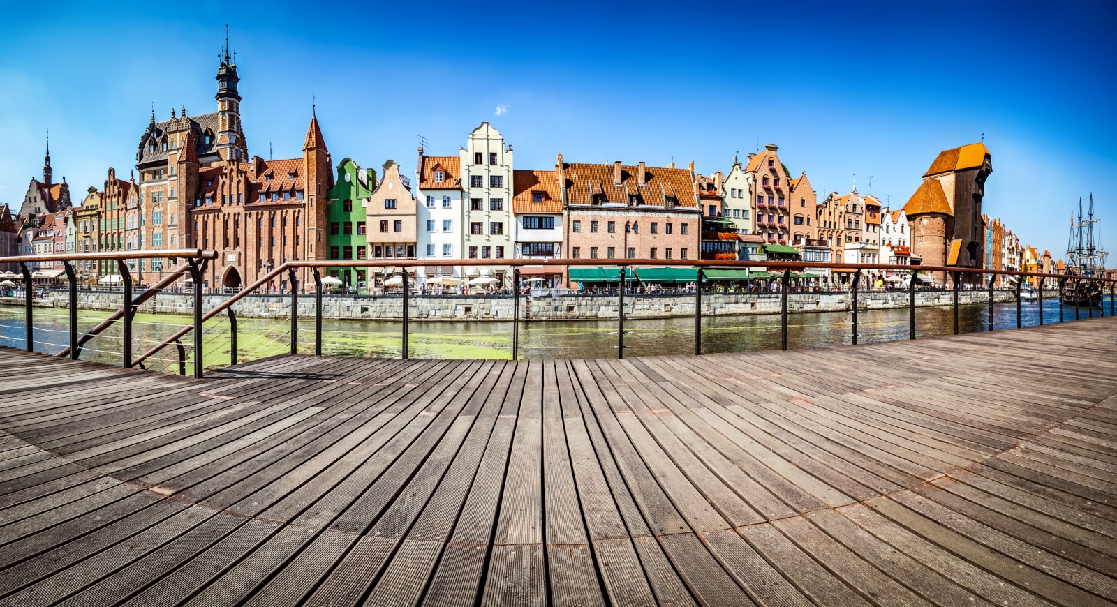 de lucht, rivier-, kanaal, schip, huis, promenade, zeilboot, Polen