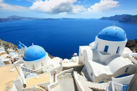 Grécia, casa, panorama, natureza, Santorini, mar