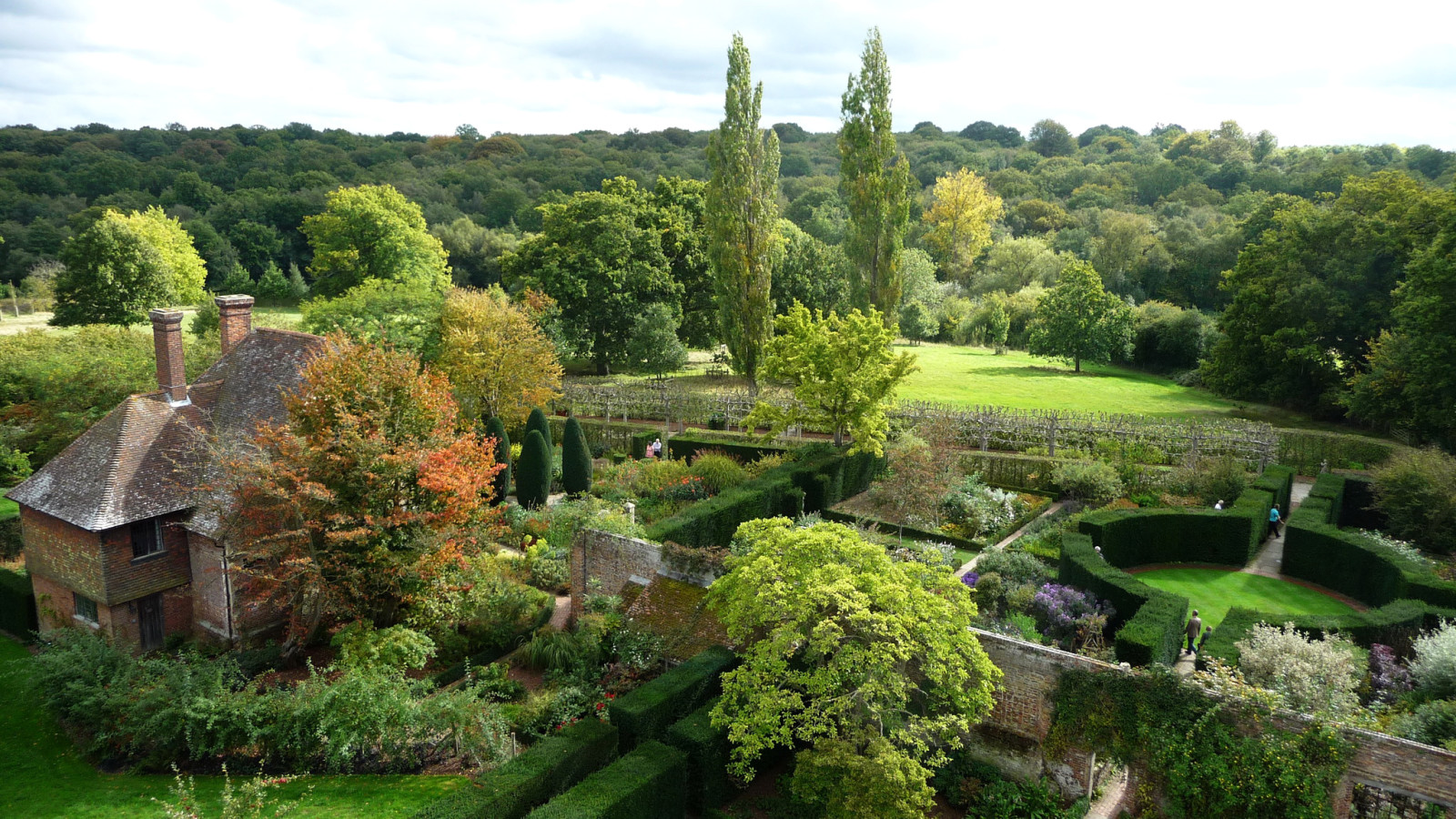 Parkere, hus, trær, England, Hage, buskene, gjerdet, design