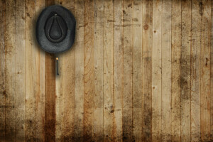 hat, leather, wall, wood