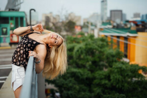 background, blonde, face, girl, hair, look, summer