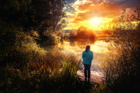 Enjoy the Moment, girl, nature, stone, the sun, treatment