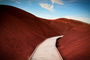 kullar, Mitchell, bergen, natur, Oregon, målad, paintedhills, väg