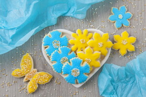 beads, blue, BUTTERFLY, cakes, cookies, flowers, glaze, heart