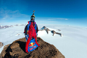 salto base, beyser, Câmera, óculos, capacete, montanhas, Piloto, Red Bull