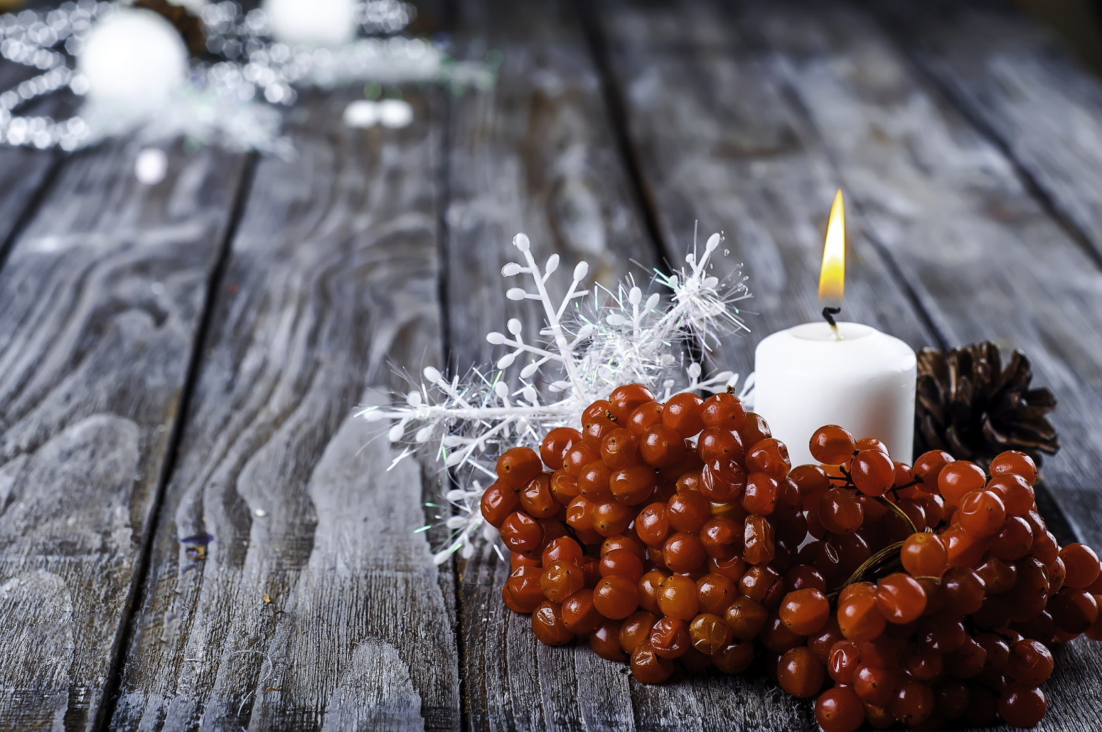 Año nuevo, Navidad, Alegre, Navidad, vela, Serbal, copo de nieve, Yuliya Mazurkevich