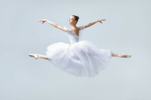 ballerina, pige, hoppe