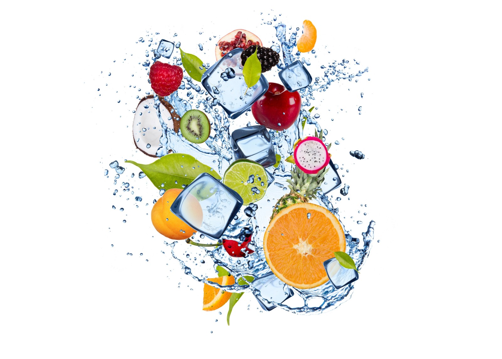 ice, leaves, water, berries, Citrus, fruit, fruits, citrus fruits