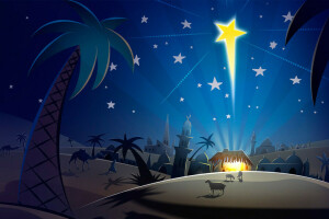 Christmas, East, postcard, star, Vector