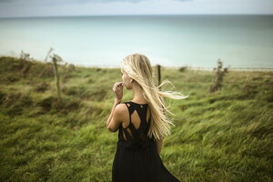 girl, mood, sea, summer