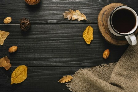 autumn, background, coffee, colorful, Cup, leaves, mug, tree