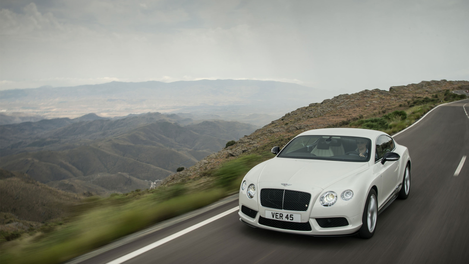 paisaje, la carretera, montañas, cupé, Bentley