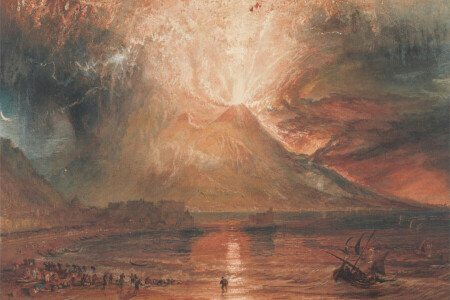 panorama, cenário, mar, o vulcão, William Turner