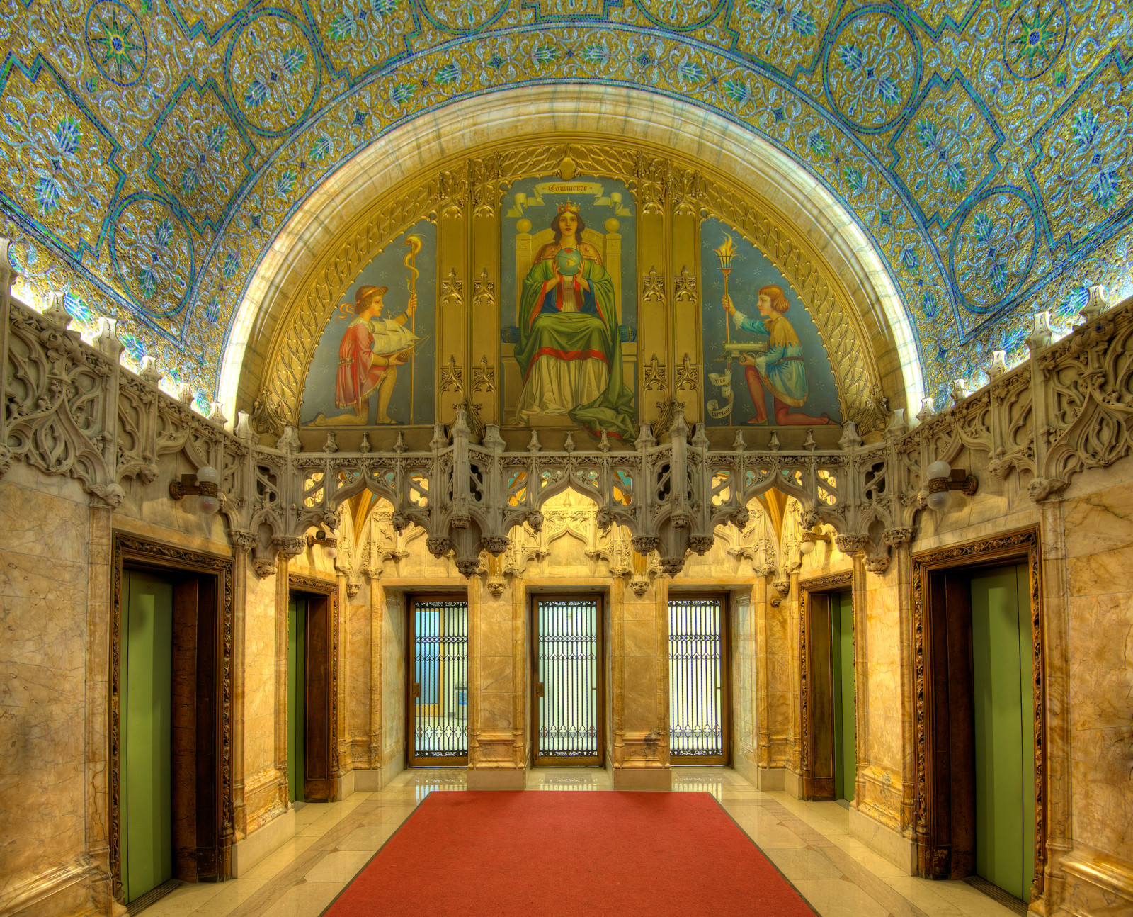 architecture, USA, New York, mosaic, city hall