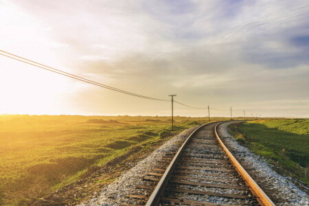 fundo, luz, manhã, natureza, Ferrovia