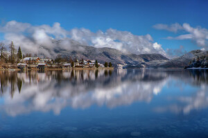 Bayern, Germany, home, lake, mountains, the sky, Valiente