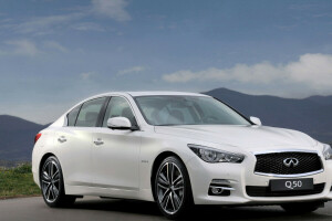 Infiniti, landskap, fjellene, Q50, sedan, himmelen