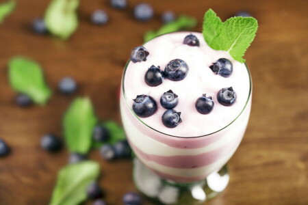 berries, blueberries, dessert, fresh, sweet, yogurt