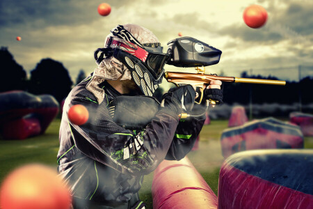 airgun, ink pellets, paintball