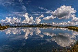 Alpene, Østerrike, skyer, Hohe Salve, innsjø, fjellene, refleksjon, Tyrol