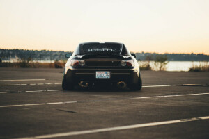 back, Honda, lake, Parking, s2000, sunset, the exhaust gases