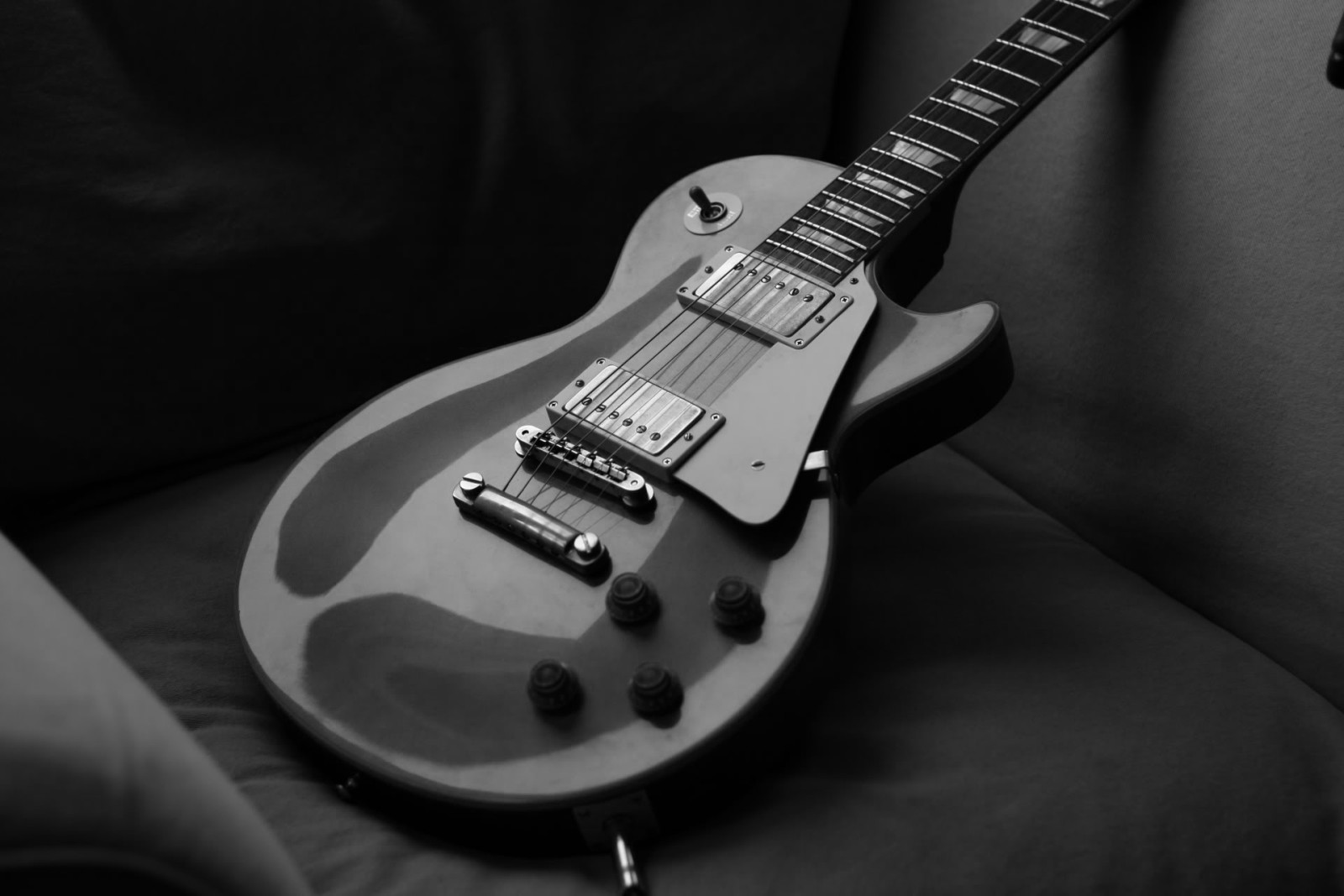 noir et blanc, guitare, noir blanc, cordes, Gibson, le paul