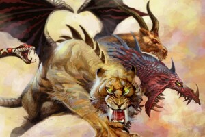 Chimera, claws, dragon, goat, lion, monster, Mythology, predator