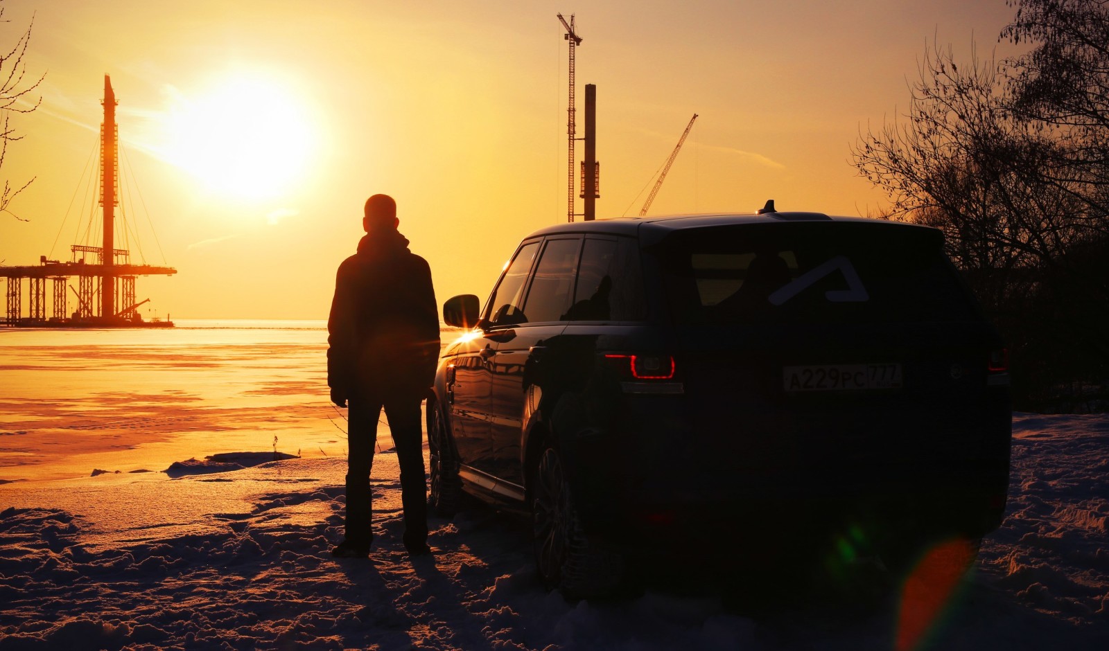 solnedgang, auto, han-, Range Rover, foder, Pintoresca, Pontorezka, AcademeG